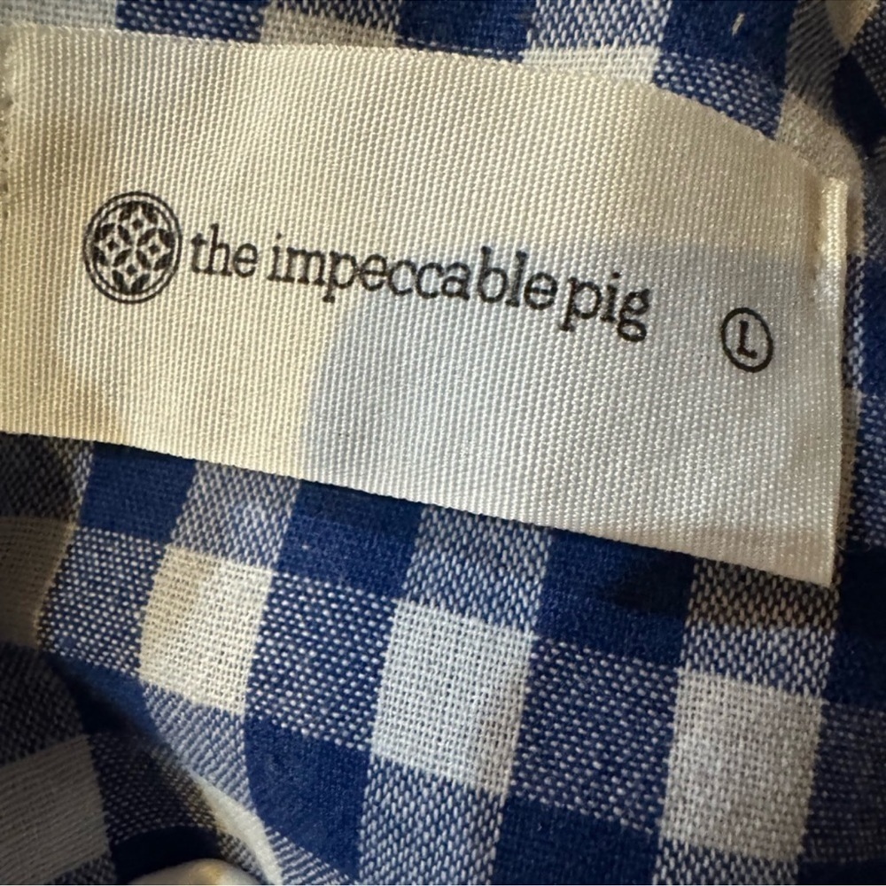 The Impeccable Pig Navy Gingham Mini Skirt - Picture 2 of 6